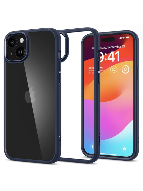 Spigen Ultra Hybrid Apple iPhone 15 Plus Hoesje Back Cover Blauw