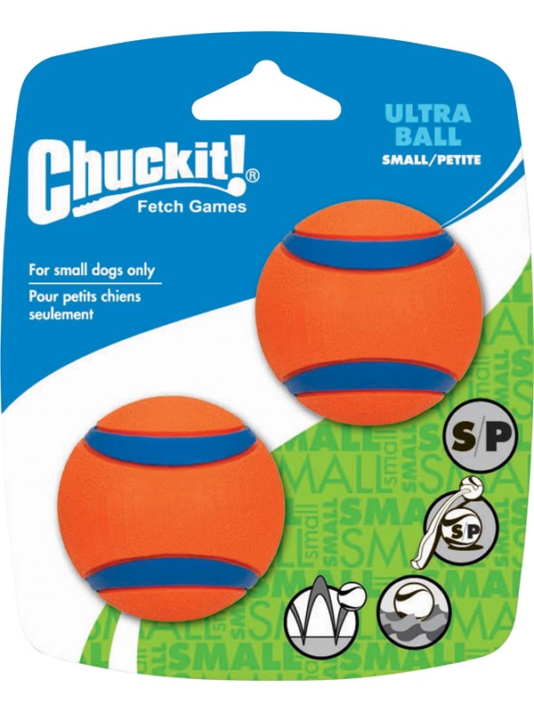 Chuckit! Ultra Ball – Hondenspeelgoed – Hondenbal – Apporteerspeelgoed – S – Ø 5 cm – Oranje/Blauw - 2 Stuks