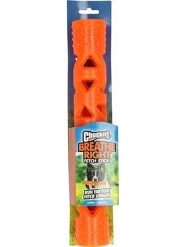 Chuckit! Breathe Right Fetch Stick - Hondenspeelgoed - Hondenspeeltje - Apporteerspeelgoed - Drijft - Duurzaam - Oranje - 21 cm