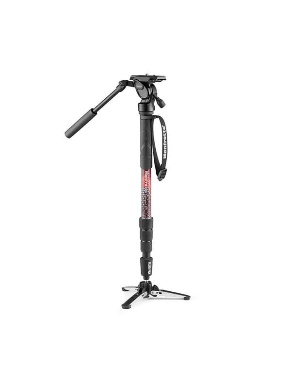 Monopode Vidéo Manfrotto Element MII avec Tête Fluide 4 Twist Rouge, Aluminium, Sections, Hauteur 137,7 cm, Poids 1,05 kg, Verrouillage, MVMELMIIA4LIVE,