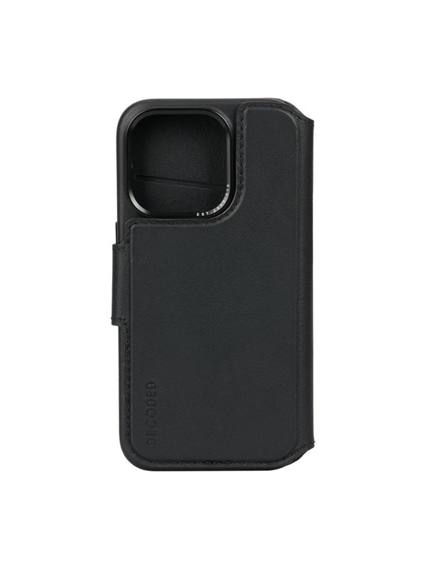 DECODED Detachable Wallet Case - iPhone 15 Pro - 2-in-1 Magnetisch Afneembaar Hoesje met Pasjeshouder - Hoogwaardig Europees Leer - Geschikt voor MagSafe - Black Zwart