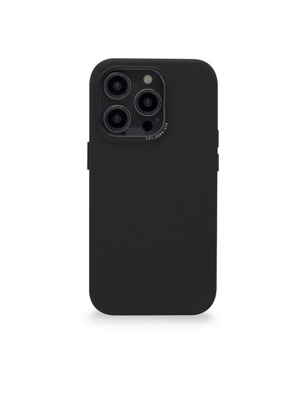 DECODED Leren Hoesje - iPhone 14 Pro - Hoogwaardig Europees Leer - Hoesje met Metalen Knoppen - Magnetische Technologie van Apple - Zwart