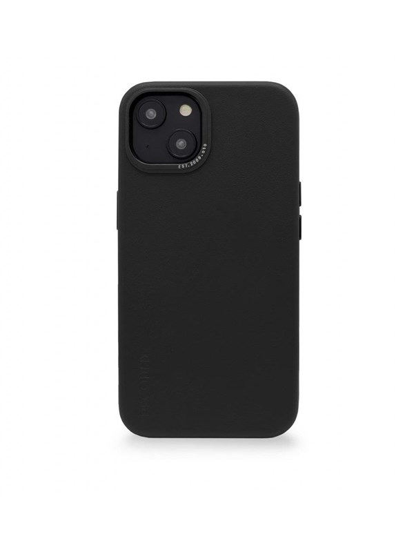 DECODED Leren Back Cover - iPhone 14 Plus - Hoogwaardig Europees Leer - Hoesje met Metalen Knoppen - Magnetische Technologie van Apple - Zwart