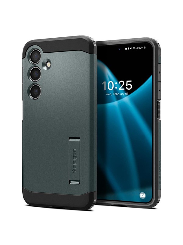 Spigen Tough Armor Hoesje Geschikt voor Samsung Galaxy S24 - Back Cover met Kickstand Groen