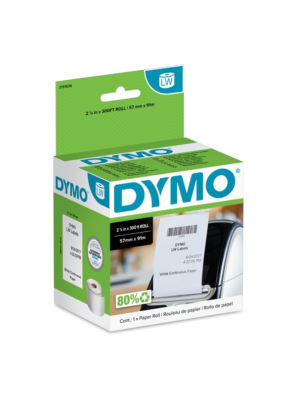 DYMO ® LabelWriter 57mm x 91m Receipt Labels white non-adhesive 1 Paper Roll