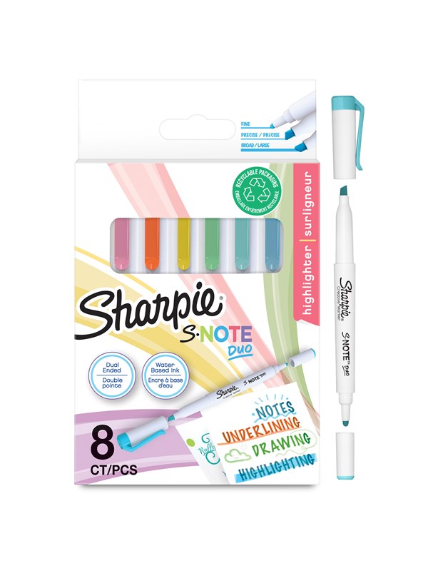 Sharpie S-Note Duo Assorted Colors 8-Blister