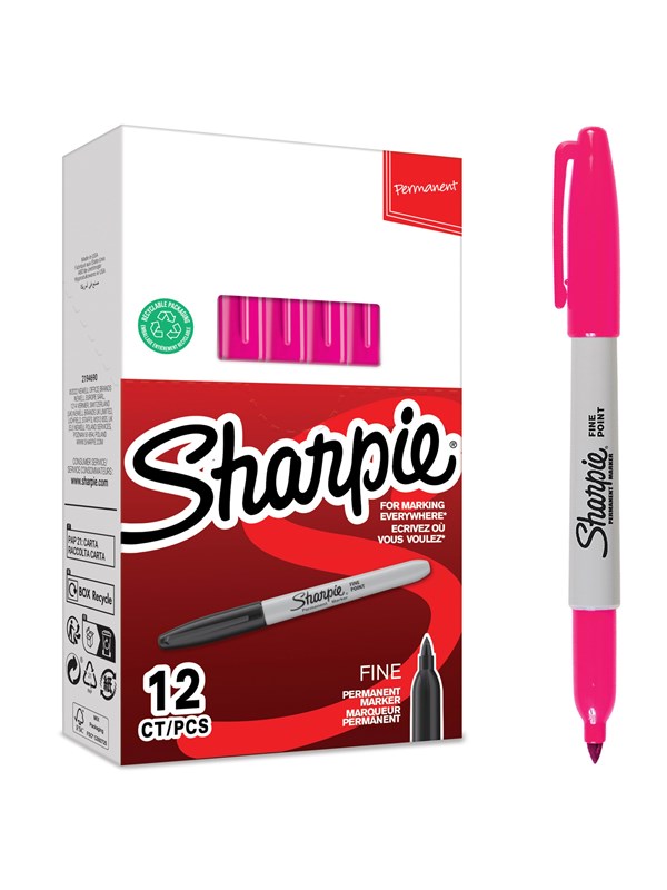 Sharpie Permanent Marker Fine Magenta 12-Tuck