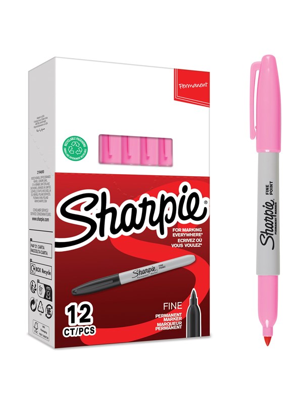 Sharpie permanente markers | Fijne punt | roze inkt | 12 stuks