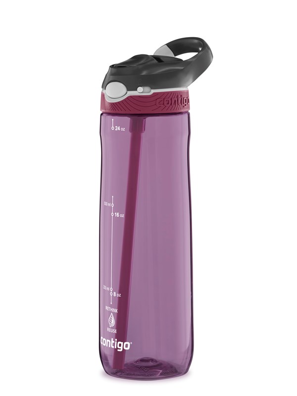 Contigo Ashland Autospout Waterfles met rietje | Grote BPA-vrije Drinkfles van 720ml | Sportfles | Lekvrije Drinkfles | Ideaal voor School, de Sportschool, Fiets, Hardlopen, Wandelen | Passionfruit