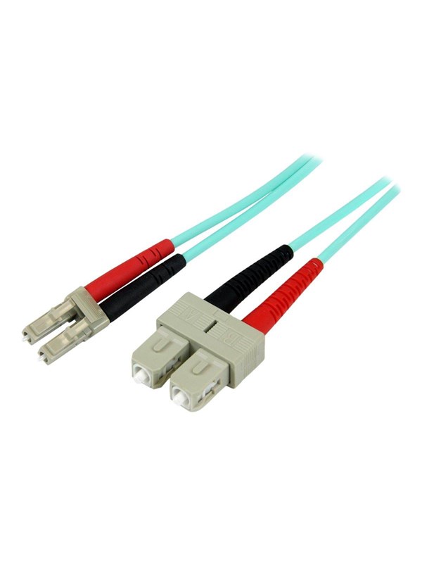 StarTech.com 1m LC/UPC naar SC/UPC OM3 Multimode Glasvezel Netwerkkabel, Full Duplex 50/125µm Zipcord Fiber, 100G Netwerken, LOMMF/VCSEL, <0.3dB Low Insertion Loss, LSZH Fiber Optic Patch Kabel