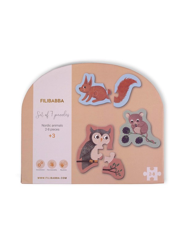 Filibabba Set of 7 puzzles - Nordic animals
