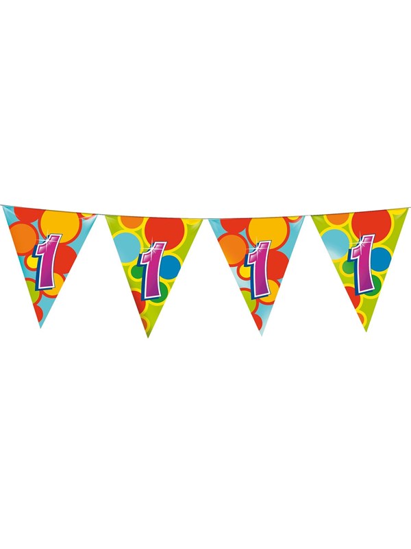 Haza Vlaggetjes - 1 jaar - leeftijd verjaardag - plastic - 10 meter