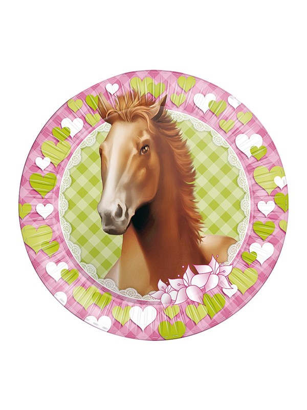Borden Paarden 23cm 8 Stuks - kartonnen feestbordjes met paarden - kinderfeestje bordjes karton horses / Creative Party
