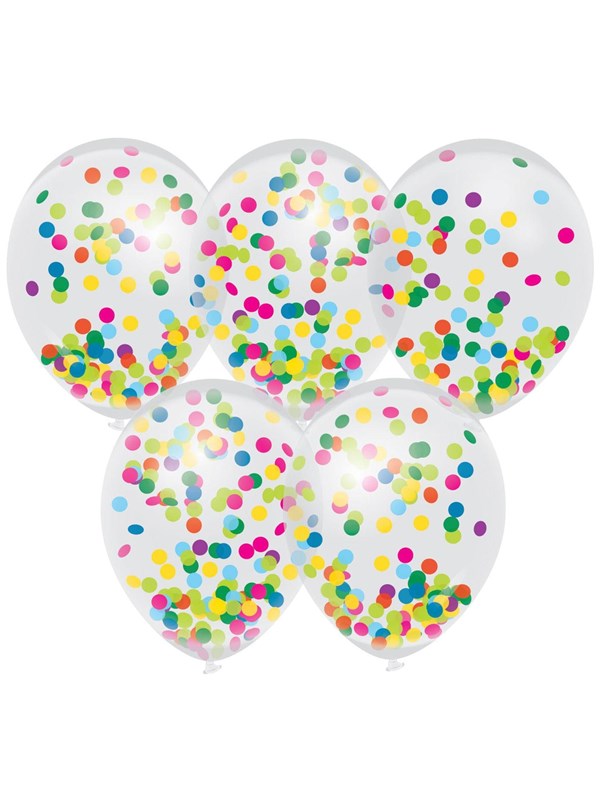 5x Confetti thema feest ballonnen 30 cm - Kinderfeestje/kinderverjaardag - Feest/verjaardag - Thema feest - Confetti feestversiering - Ballonnetjes confetti