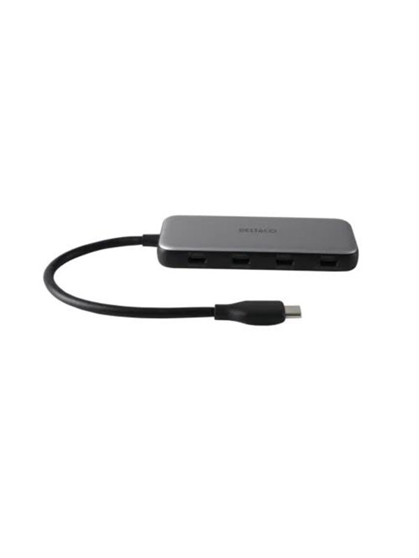 Deltaco USBC-HUB204 interface hub USB hub - 4 - Grijs