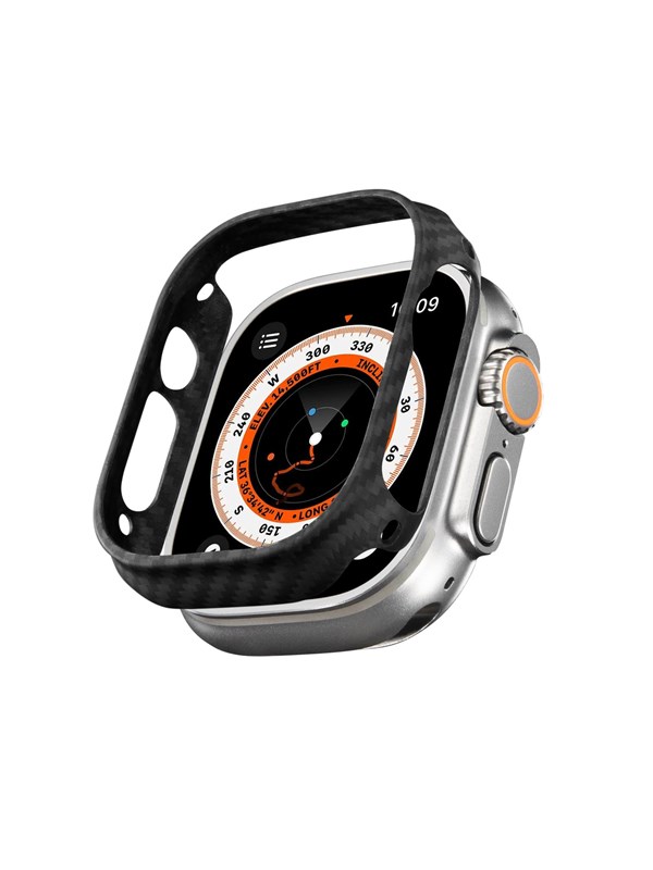 PITAKA Air Case Geschikt voor Apple Watch Ultra 3 / 2 / 1 49MM - Ultra Dun Hoesje - 600D Aramidevezels - Zwart/Grijs