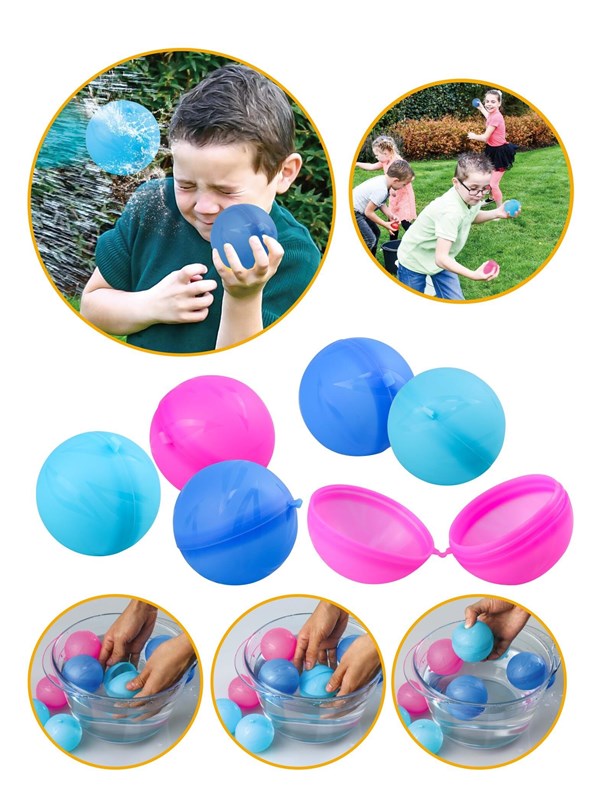 Happy Summer Water Bombs Re-usable Ø6.5cm 6-Pack