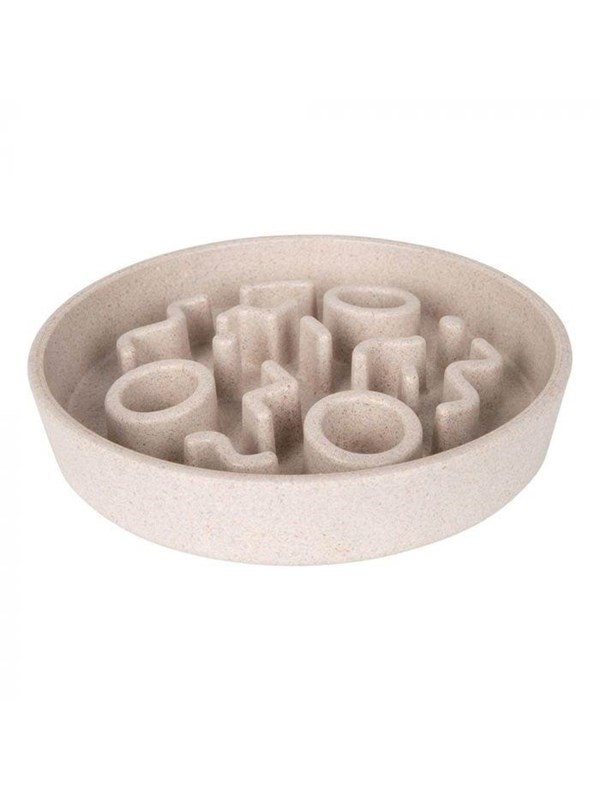 District 70 BAMBOO Slowfeeder - Stijlvolle anti-schrok voerbak voor katten – Merengue - Ø13 cm - Merengue Ø13 cm