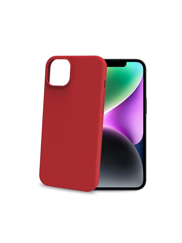 Celly Cromo Siliconen hoesje - Geschikt voor Apple iPhone 15 - TPU Back Cover - Microfiber - Rood
