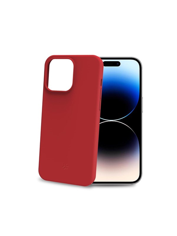 Celly Cromo Siliconen hoesje - Geschikt voor Apple iPhone 15 Pro - TPU Back Cover - Microfiber - Rood