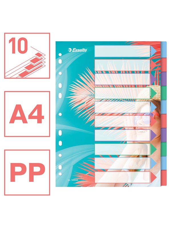 Esselte Colour'Breeze A4 Tabbladen, 10 Tabs, PP