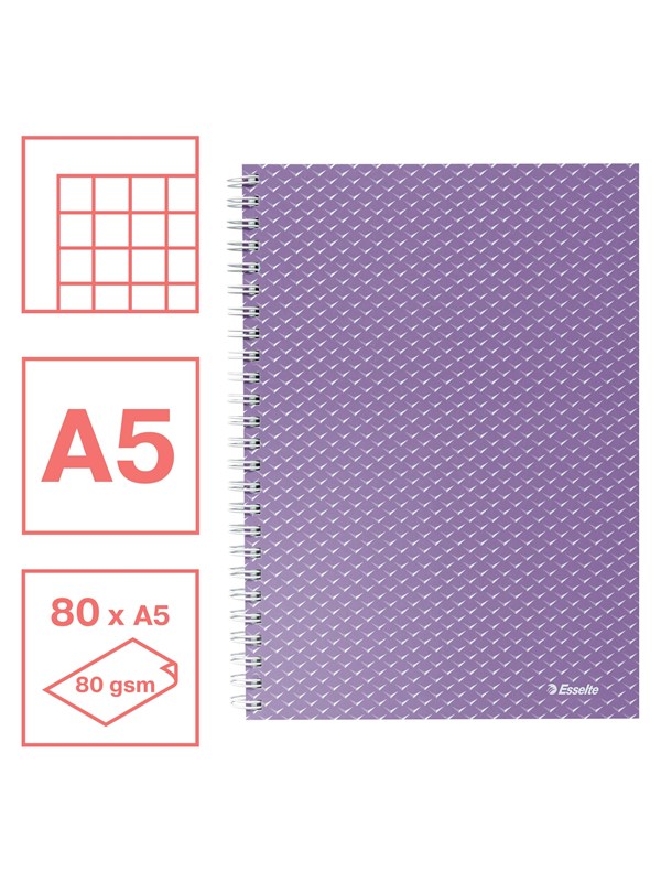 Esselte Colour'Breeze A5 Notebook squared wirebound Lavender