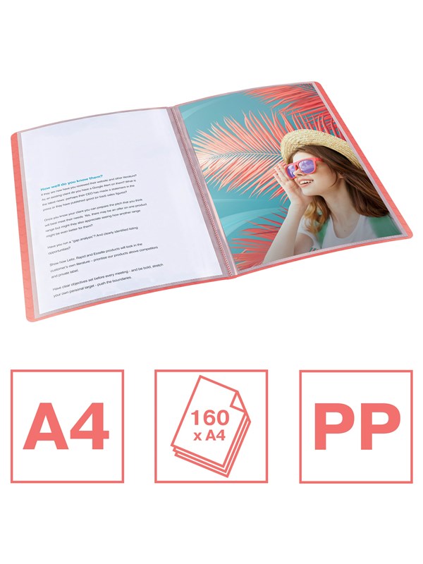 Esselte Colour'Breeze Showalbum met 80 hoezen Koraal
