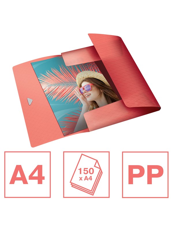 Esselte Colour'Breeze 3-klepsmap PP Koraal