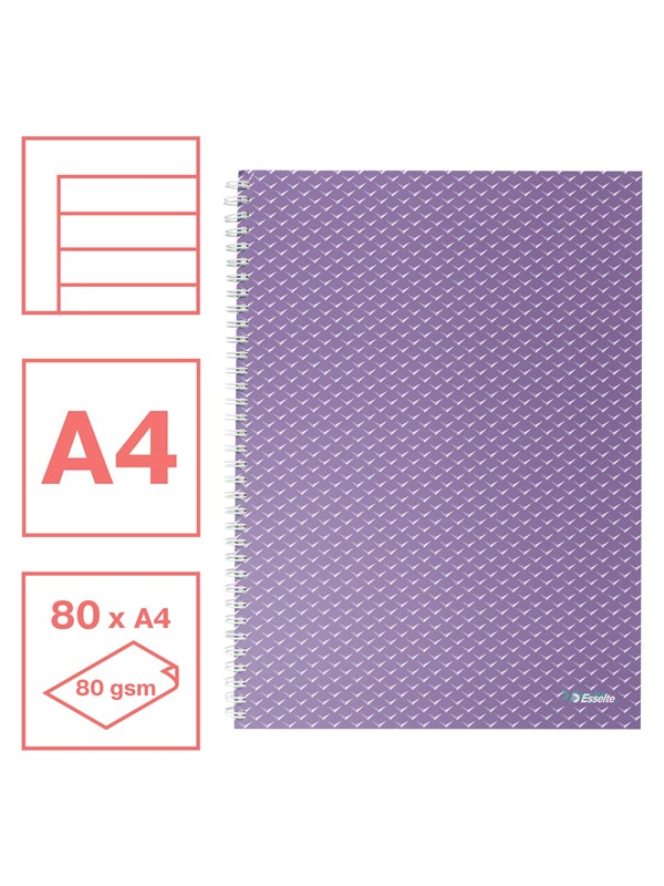 Esselte Colour'Breeze A4 Notebook lined wirebound Lavender