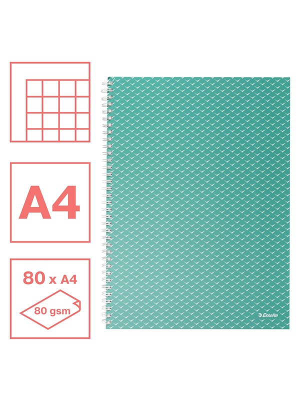 Esselte Colour'Breeze A4 Notebook squared wirebound Green