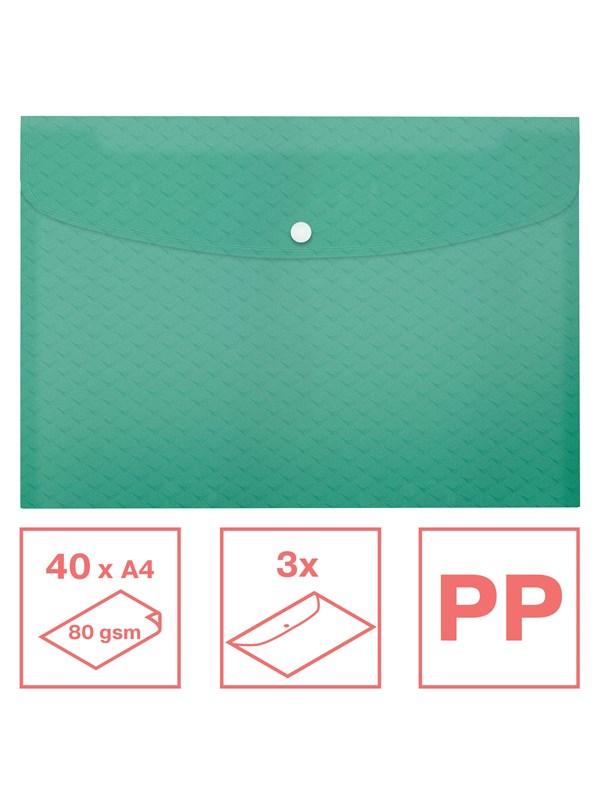 Esselte Colour'Breeze A4 Documentenvelop PP, Pak van 3 stuks Groen