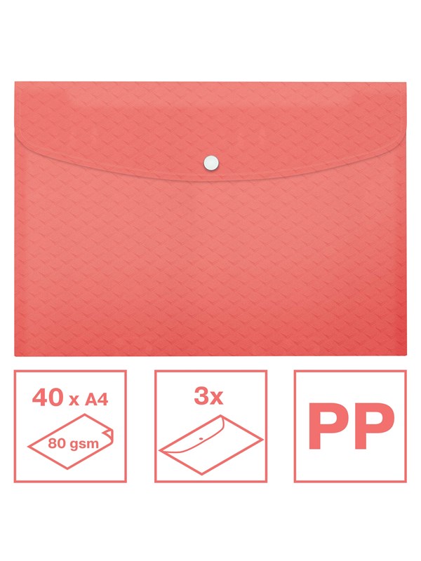 Esselte Colour'Breeze A4 Documentenvelop PP, Pak van 3 stuks Koraal