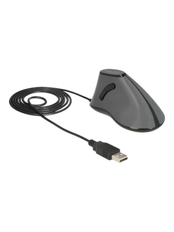 DeLOCK - vertical mouse - USB - grey black - Vertical mouse - Optisch - 5 knoppen - Zwart