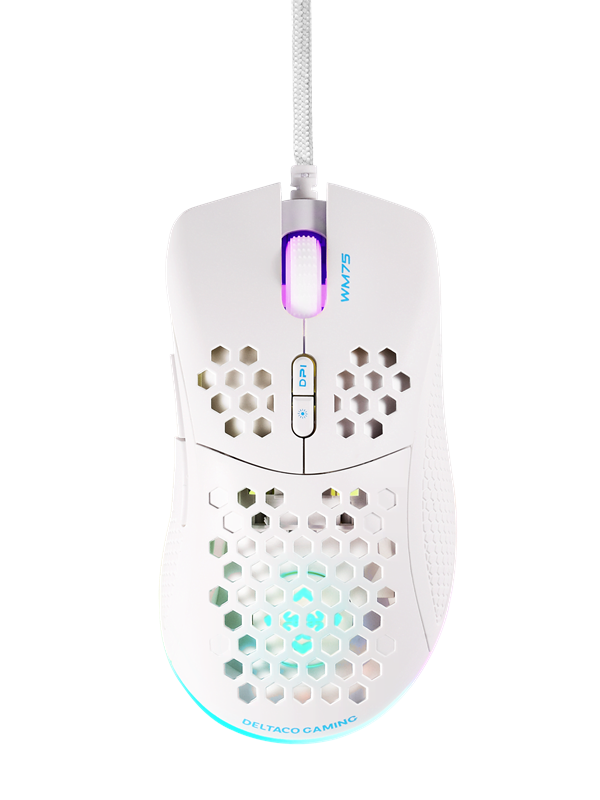Deltaco GAMING WM75 Ultralight Wired - Gaming muis - 7 knoppen - Wit met RGB-licht