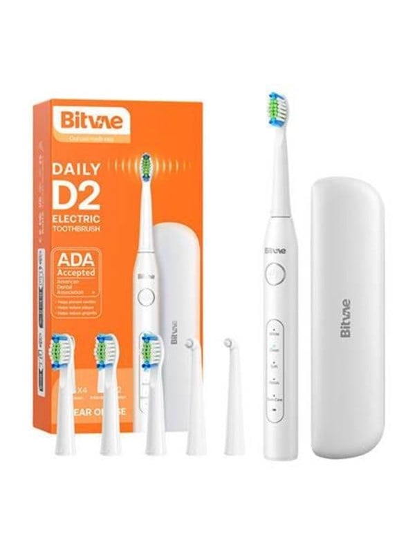 Bitvae Elektrische tandenborstel Sonic toothbrush with tips set and travel case D2 (white)