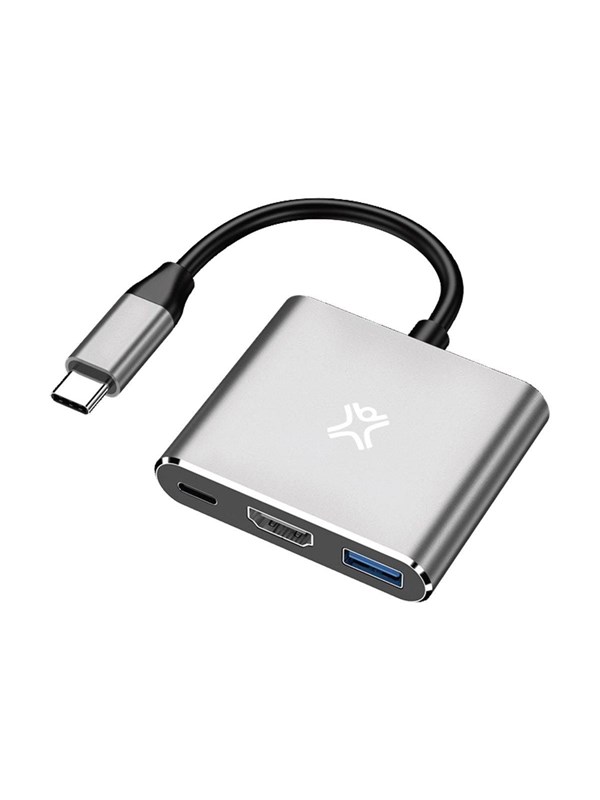 XtremeMac USB-C Hub 3 poorten - USB 3.0 - 4k HDMI - Grijs