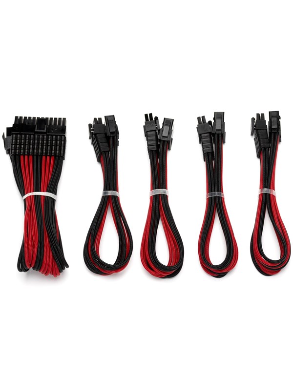 DUTZO Sleeved voeding verlengkabel kit (v2) - Zwart / Rood