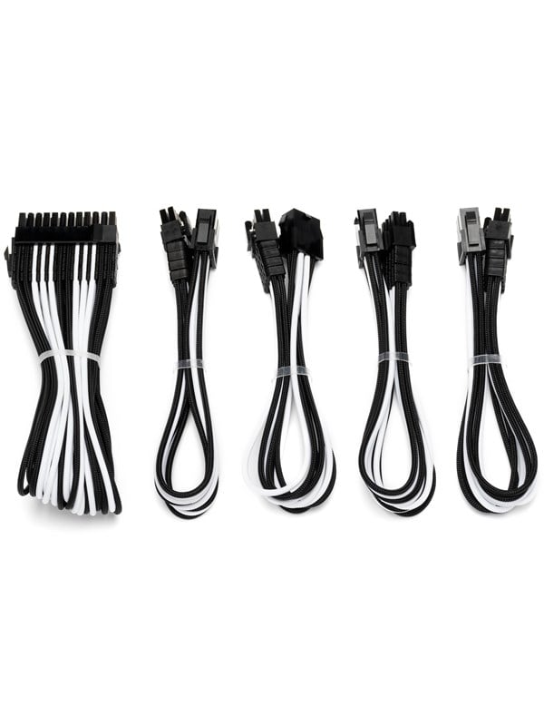 DUTZO Sleeved voeding verlengkabel kit (v2) - Zwart / wit