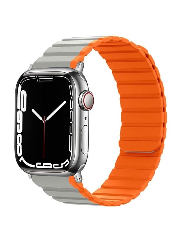 Lippa Apple Watch Magnetic Silicone Strap 42/44/45/49 - Gray / Orange