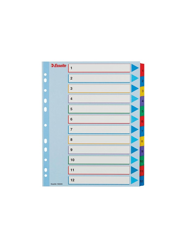 Esselte - divider - 12 parts - for A4 Maxi - tabbed (pack of 10)