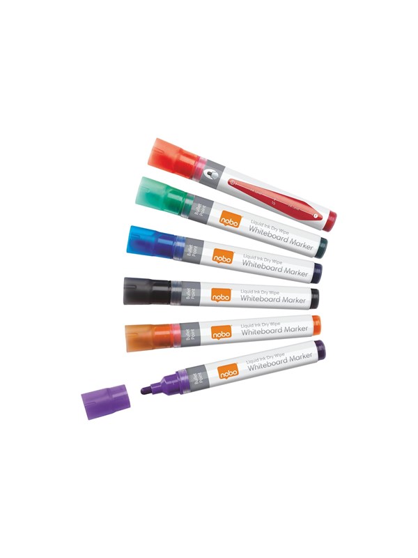 Nobo Vloeibare Inkt Markers, Ronde punt, Assorti, Verpakt per 12 Assorti