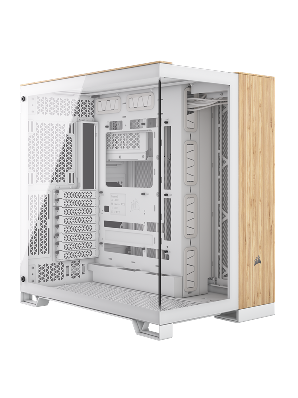 Corsair 6500X - White/Bamboo Wood - Case - Miditower - Wit