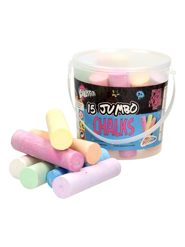 Creative Craft Group Jumbo Sidewalk Chalk in Bucket 15 pcs.
