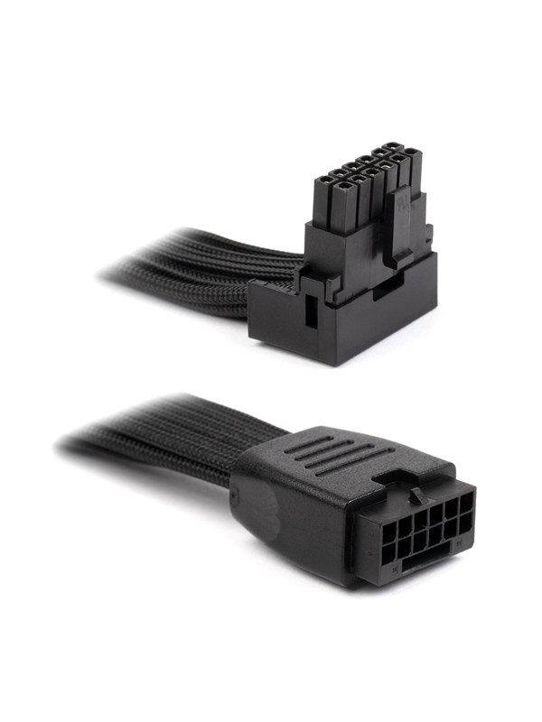 DUTZO Sleeved PCI-E 12V-2x6 verlengkabel - Lock pin up - Zwart