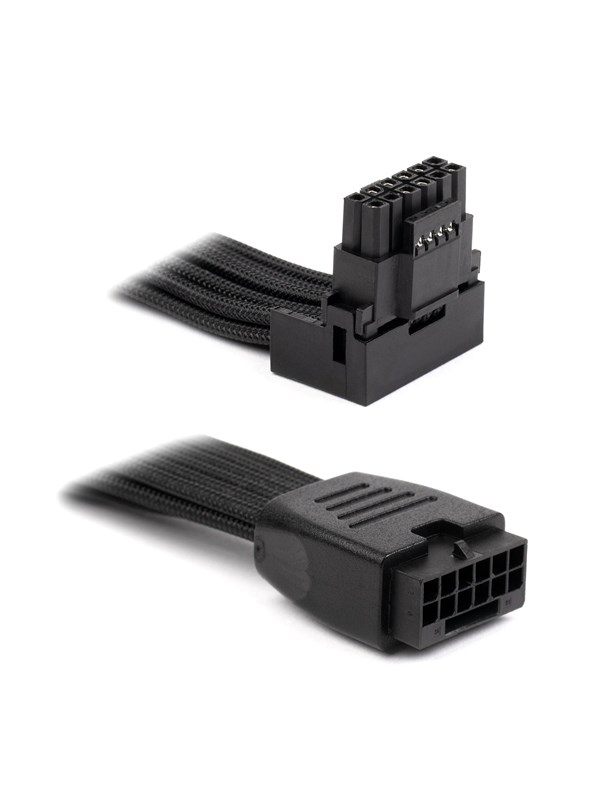 DUTZO Sleeved PCI-E 12V-2x6 verlengkabel - Lock pin down - Zwart