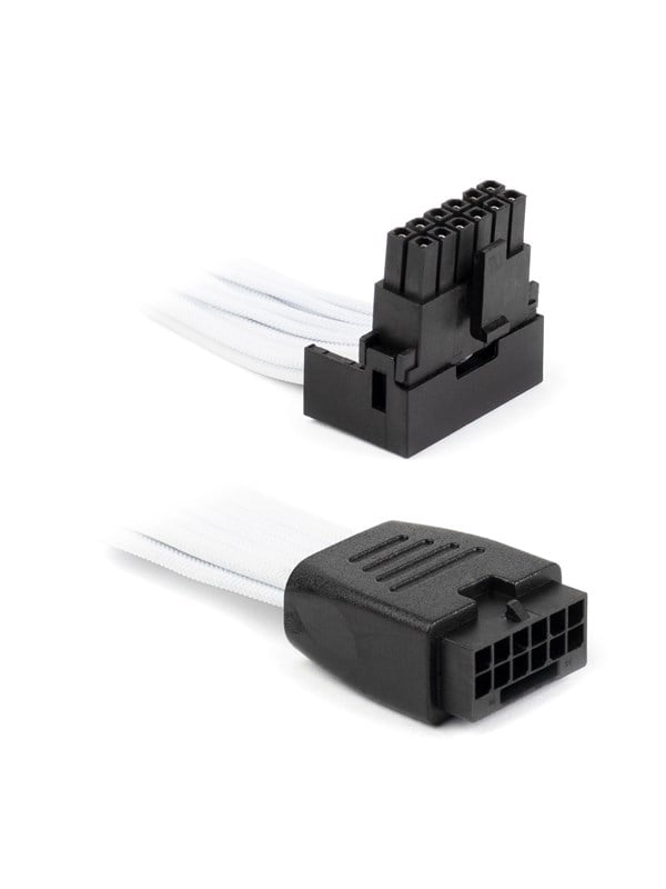 DUTZO Sleeved PCI-E 12V-2x6 verlengkabel - Lock pin up - Wit