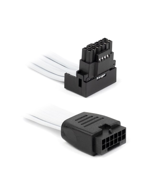 DUTZO Sleeved PCI-E 12V-2x6 verlengkabel - Lock pin down - Wit