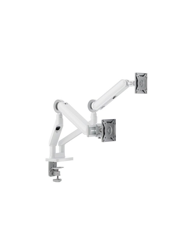 Alogic Glide Flexibele Monitor Arm Duo – Eenvoudige Positionering – Ondersteunt 17 tot 32 Monitoren – Geschikt voor Enkele of Dubbele Monitorconfiguraties - Wit