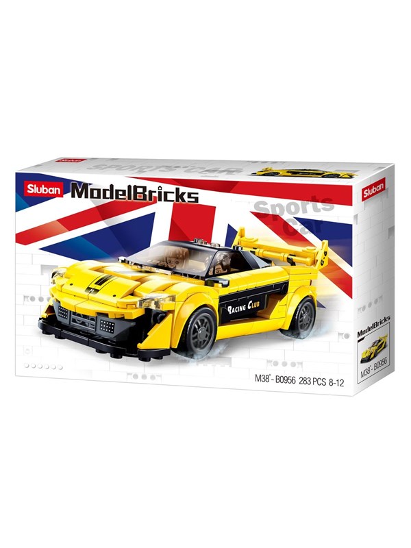 Sluban ModelBricks Engelse Sportwagen bouwspeelgoed kinderen vanaf 8 jaar - Constructiespeelgoed modelbouw - bouwdoos met 283 bouwstenen - M38-B0956