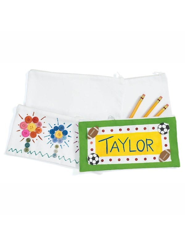 Colorations canvas etui knutselset - Versier je eigen pennenzak, 12 stuks.